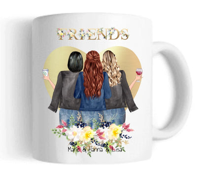 Personalisierte Tasse, 3 Beste Freundinnen Tasse, Personalisierter Kaffeebecher, Geschenkidee Freundin, Weihnachtsgeschenk Familie, Schwester, Freundin