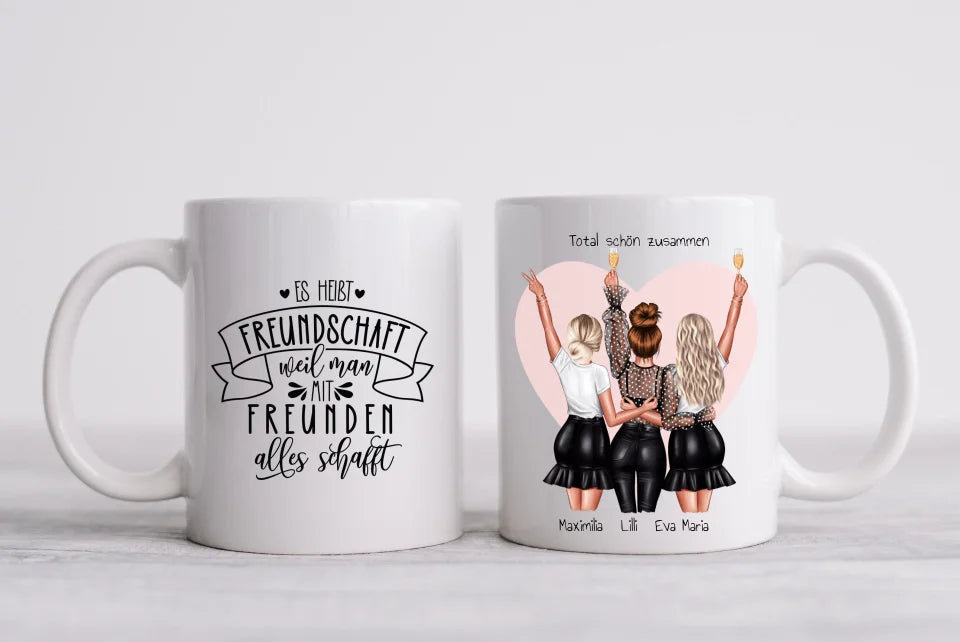 3 Beste Freundinnen Tasse personalisiert- Geschenk beste Freundin Geburtstagsgeschenk - Weihnachtsgeschenk