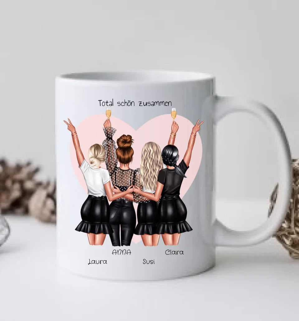 4 Beste Freundinnen Tasse personalisiert- Geschenk beste Freundin Geburtstagsgeschenk - Weihnachtsgeschenk