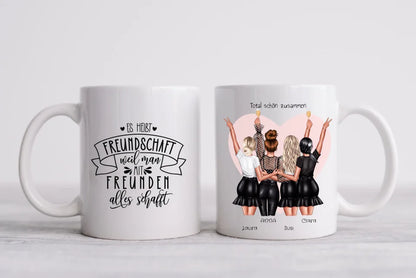 4 Beste Freundinnen Tasse personalisiert- Geschenk beste Freundin Geburtstagsgeschenk - Weihnachtsgeschenk