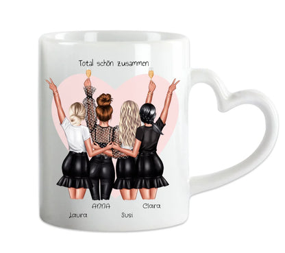 4 Beste Freundinnen Tasse personalisiert- Geschenk beste Freundin Geburtstagsgeschenk - Weihnachtsgeschenk