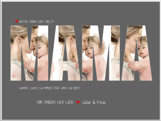 Muttertagsgeschenk personalisiert mit Foto | Geschenk Mama Poster | Geburtstagsgeschenk Mama Leinwanddruck Leinwandbild