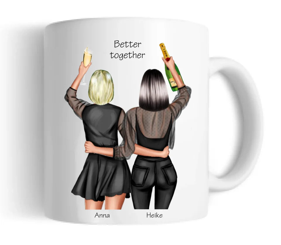 Personalisierte 2 Beste Freundinnen Tasse - Beste Freundin Geschenk Geburtstag