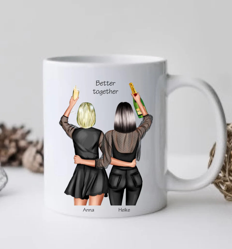 Personalisierte 2 Beste Freundinnen Tasse - Beste Freundin Geschenk Geburtstag