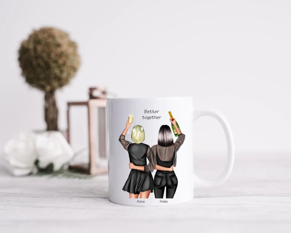 Personalisierte 2 Beste Freundinnen Tasse - Beste Freundin Geschenk Geburtstag