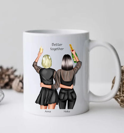 Personalisierte Tasse Geschenk 2 Beste Freundinnen Tasse, Geschenkidee beste Schwester, Weihnachtsgeschenk