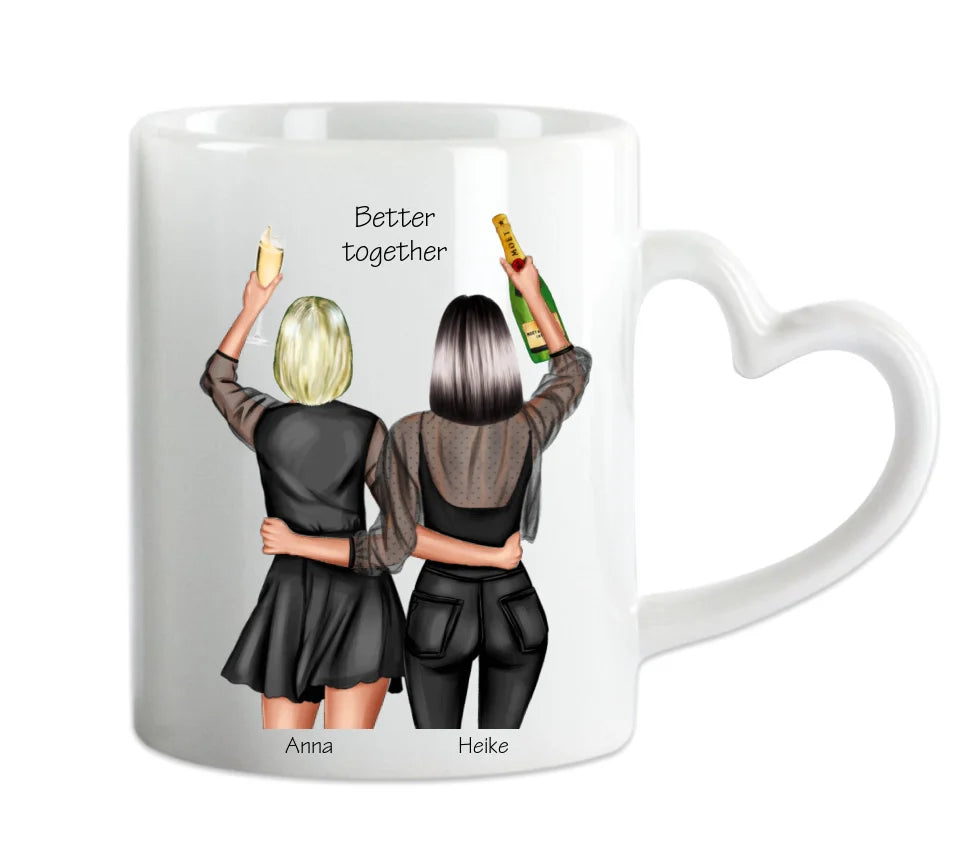 Personalisierte Tasse Geschenk 2 Beste Freundinnen Tasse, Geschenkidee beste Schwester, Weihnachtsgeschenk