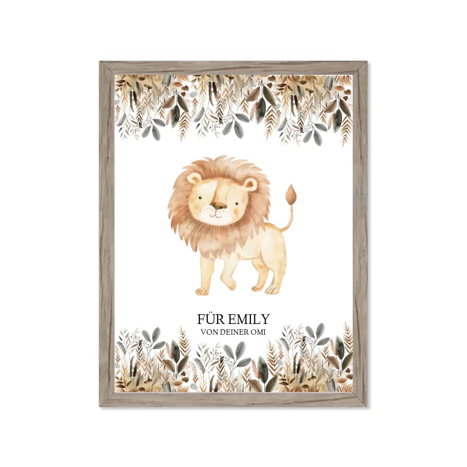 Personalisiertes Kinderkissen mit Namen Mädchen / Junge Dschungeltiere - Dekokissen Gerahmtes Poster Eichenflair Eichenflair