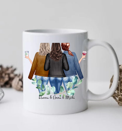 3 Beste Freundinnen Geschenk Tasse personalisiert, Geburtstagsgeschenk Freundin, Weihnachtsgeschenk Freundin