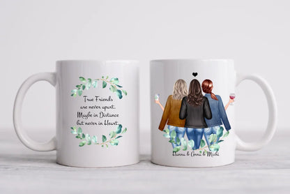 3 Beste Freundinnen Tasse, Personalisierte Tasse, Geschenk Familie, Schwester, Kollegin, Tassendruck