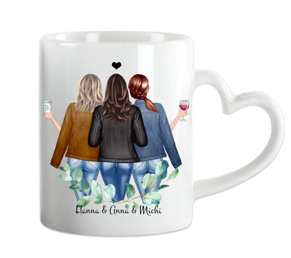 3 Beste Freundinnen Tasse, Personalisierte Tasse, Geschenk Familie, Schwester, Kollegin, Tassendruck