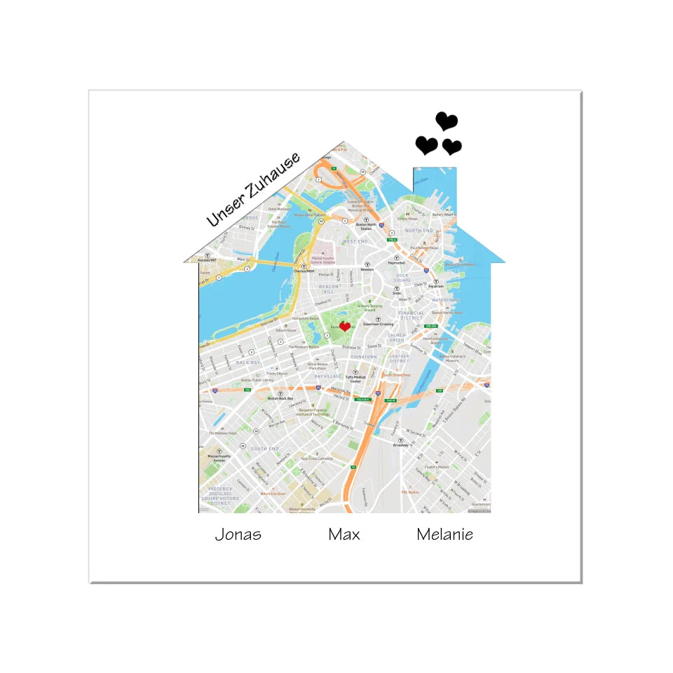 "Unser Zuhause" Poster als Einzugsgeschenk in Wohnung, Haus, Richtfest Leinwanddruck Leinwandbild