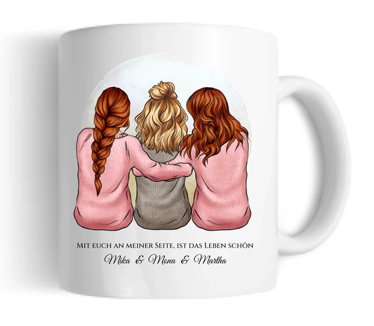 Personalisierte Tasse für Beste Freundin  - 3 Freundinnen Geburtstagsgeschenk mit Namen & Spruch