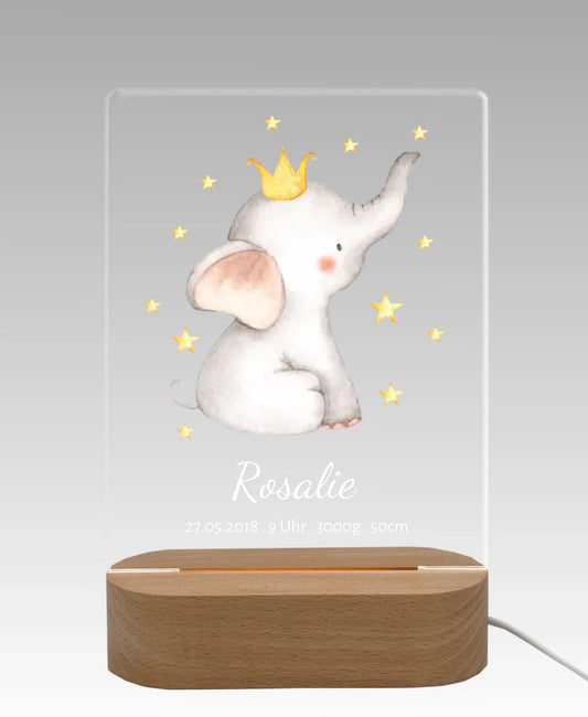 Personalisiertes Acryl Nachtlicht für Babys | Geschenk zur Geburt & Taufe Mädchen mit Namen & Geburtsdaten