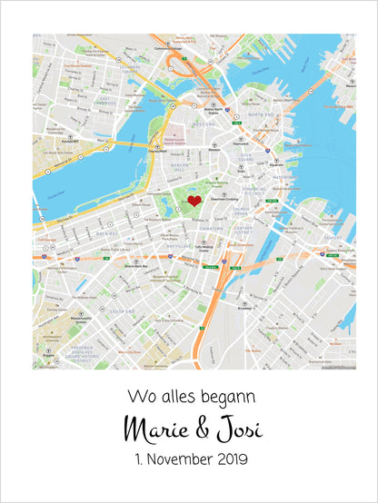 Personalisiertes Hochzeitsgeschenk "Wo alles begann" | Brautpaar Geschenk Hochzeit | Hochzeitstag Jahrestag Verlobung | Geschenk Pärchen Digitale Datei zum Selberdrucken - kein Poster !!! Digitale Datei zum Selberdrucken - kein Poster Format A5-A2