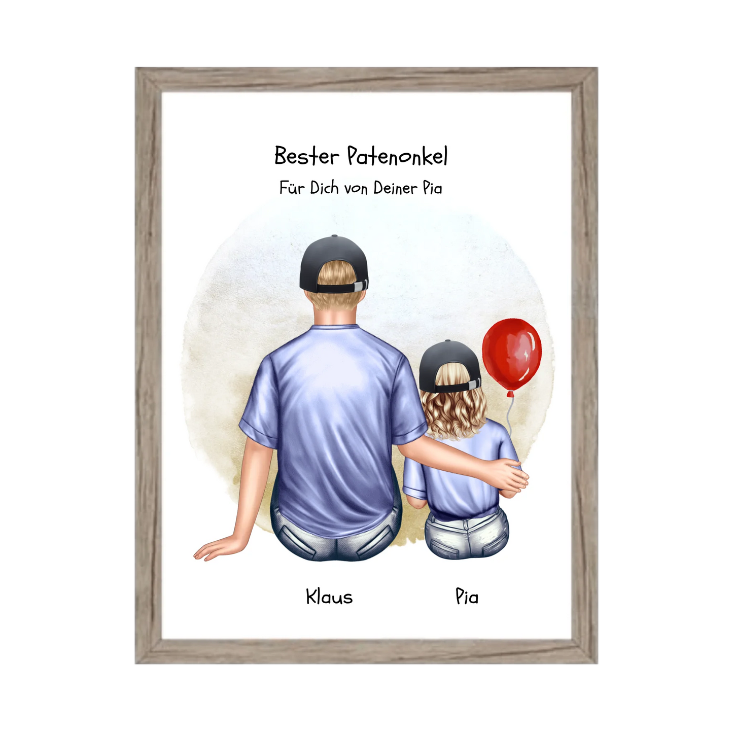 Geschenk Patenonkel mit Patenkind Mädchen Poster, Leinwandbild - Weihnachtsgeschenk Geburtstagsgeschenk