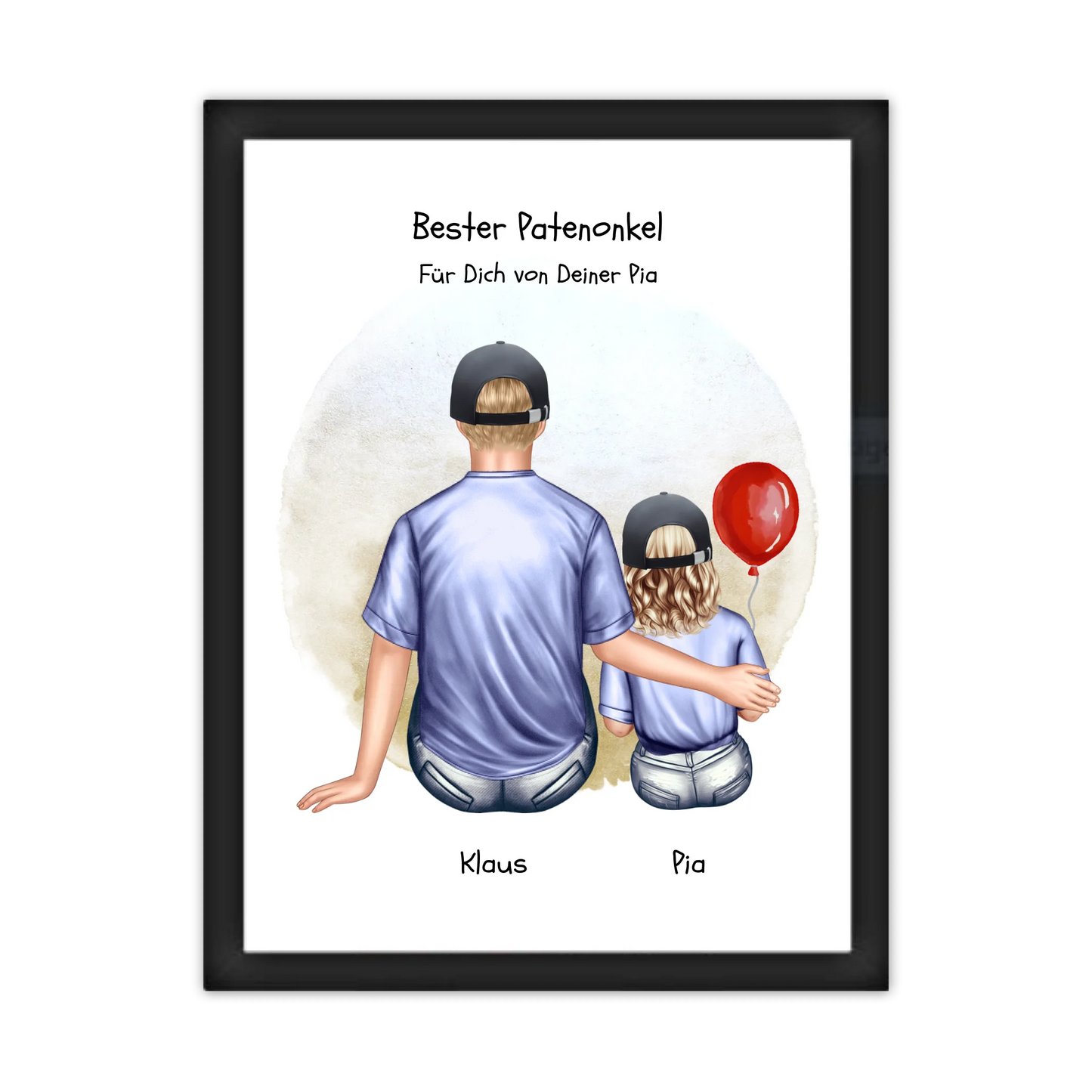 Geschenk Patenonkel mit Patenkind Mädchen Poster, Leinwandbild - Weihnachtsgeschenk Geburtstagsgeschenk