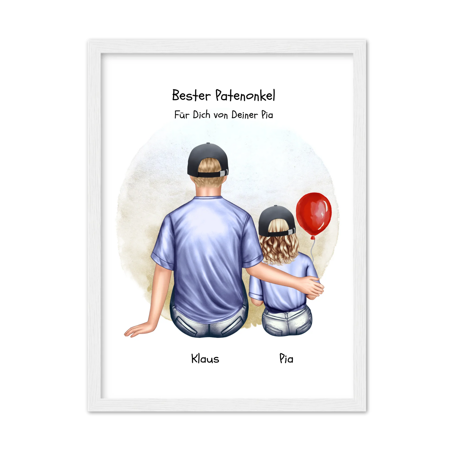 Geschenk Patenonkel mit Patenkind Mädchen Poster, Leinwandbild - Weihnachtsgeschenk Geburtstagsgeschenk