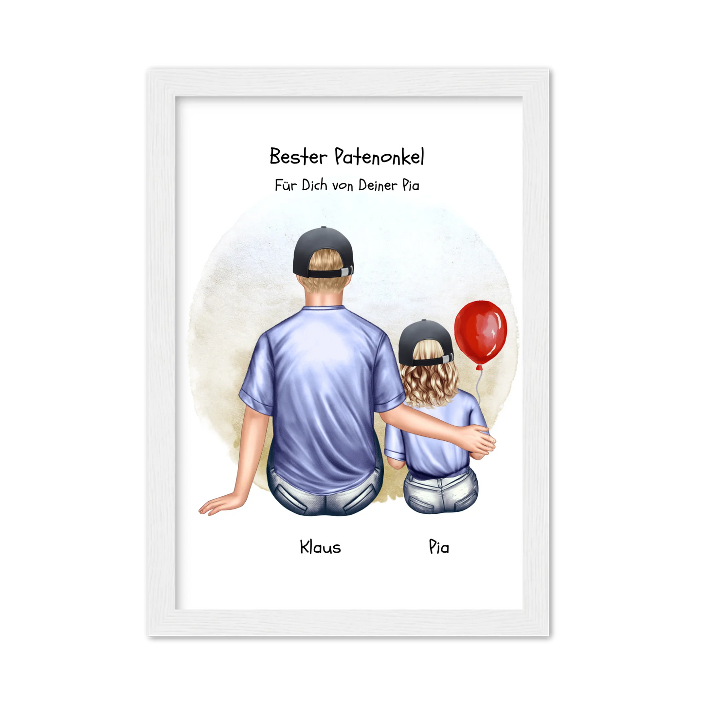 Geschenk Patenonkel mit Patenkind Mädchen Poster, Leinwandbild - Weihnachtsgeschenk Geburtstagsgeschenk