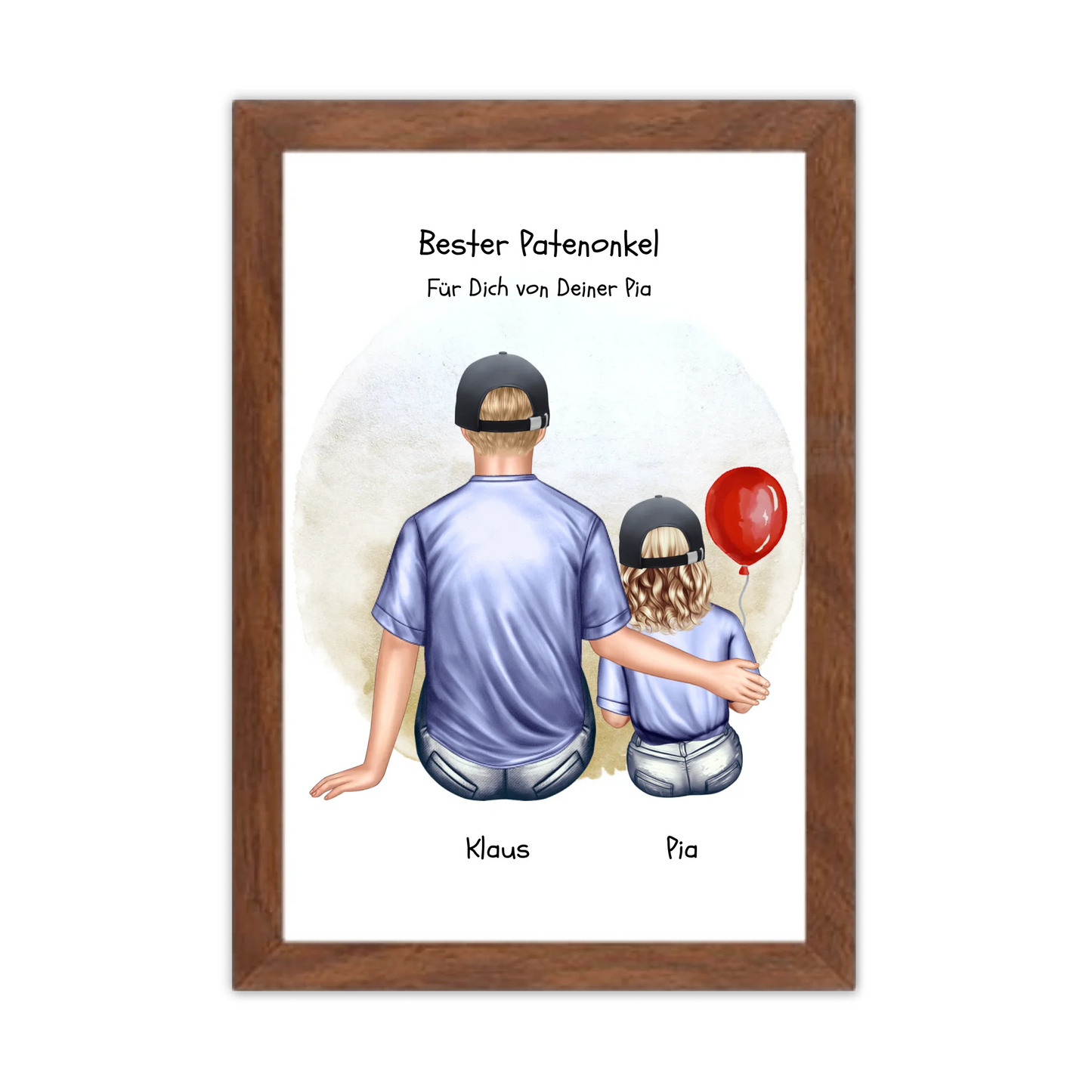 Geschenk Patenonkel mit Patenkind Mädchen Poster, Leinwandbild - Weihnachtsgeschenk Geburtstagsgeschenk