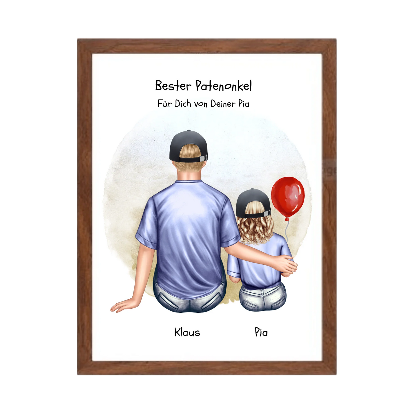 Geschenk Patenonkel mit Patenkind Mädchen Poster, Leinwandbild - Weihnachtsgeschenk Geburtstagsgeschenk