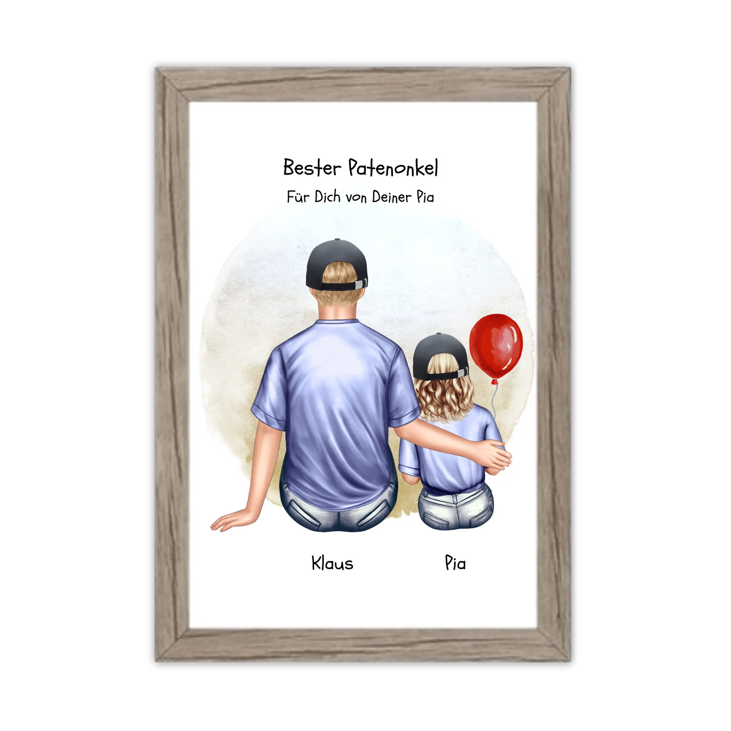 Geschenk Patenonkel mit Patenkind Mädchen Poster, Leinwandbild - Weihnachtsgeschenk Geburtstagsgeschenk