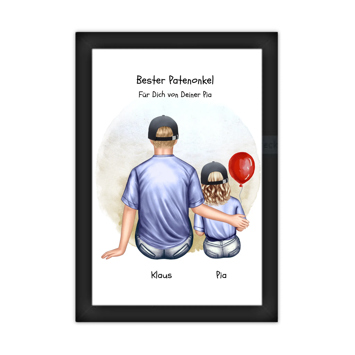 Geschenk Patenonkel mit Patenkind Mädchen Poster, Leinwandbild - Weihnachtsgeschenk Geburtstagsgeschenk