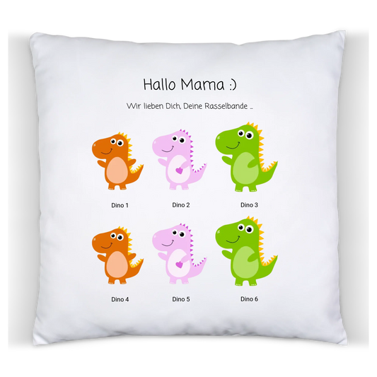 Muttertagsgeschenk, Vatertagsgeschenk & Geburtstagsgeschenk personalisiert | Mama / Papa Dino Kissen