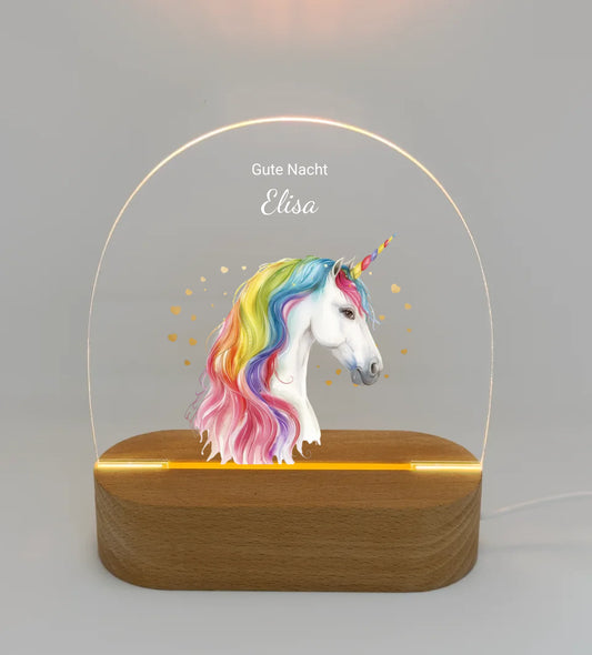Personalisiertes Baby & Kinder LED Nachtlicht Einhörner / Bauernhof / Safari Tiere - Kinderzimmerdeko