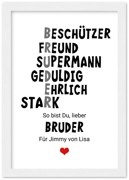 "Definition Bruder" personalisiertes Poster Geschenk Geburtstagsgeschenk | Zeitraum-Kunstdrucke