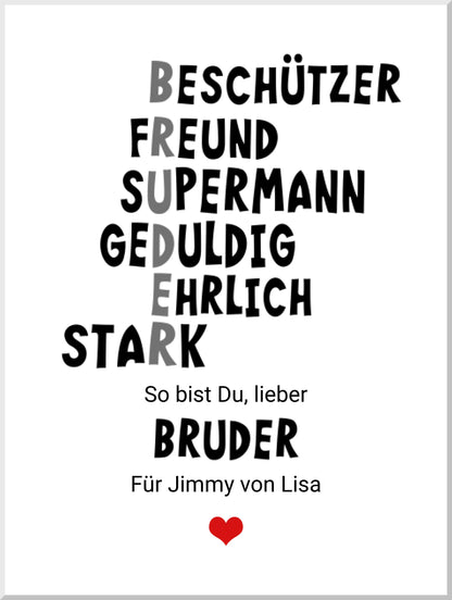 "Definition Bruder" personalisiertes Poster Geschenk Geburtstagsgeschenk | Zeitraum-Kunstdrucke