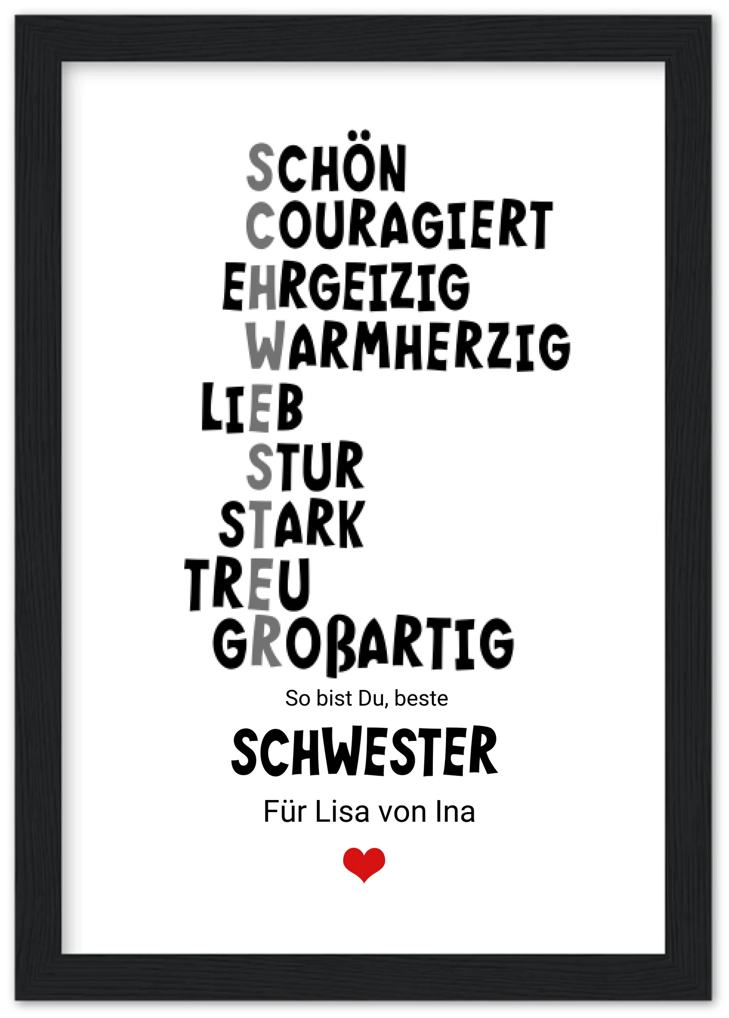 "Definition Schwester" personalisiertes Poster Geschenk Schwester | Geburtstagsgeschenk | Zeitraum-Kunstdrucke