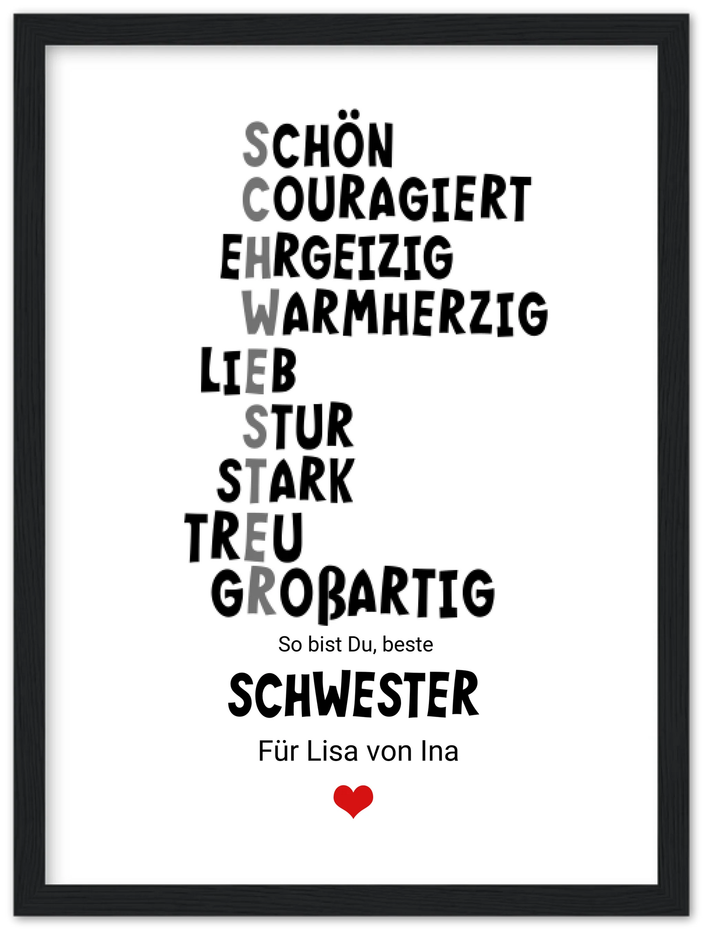 "Definition Schwester" personalisiertes Poster Geschenk Schwester | Geburtstagsgeschenk | Zeitraum-Kunstdrucke