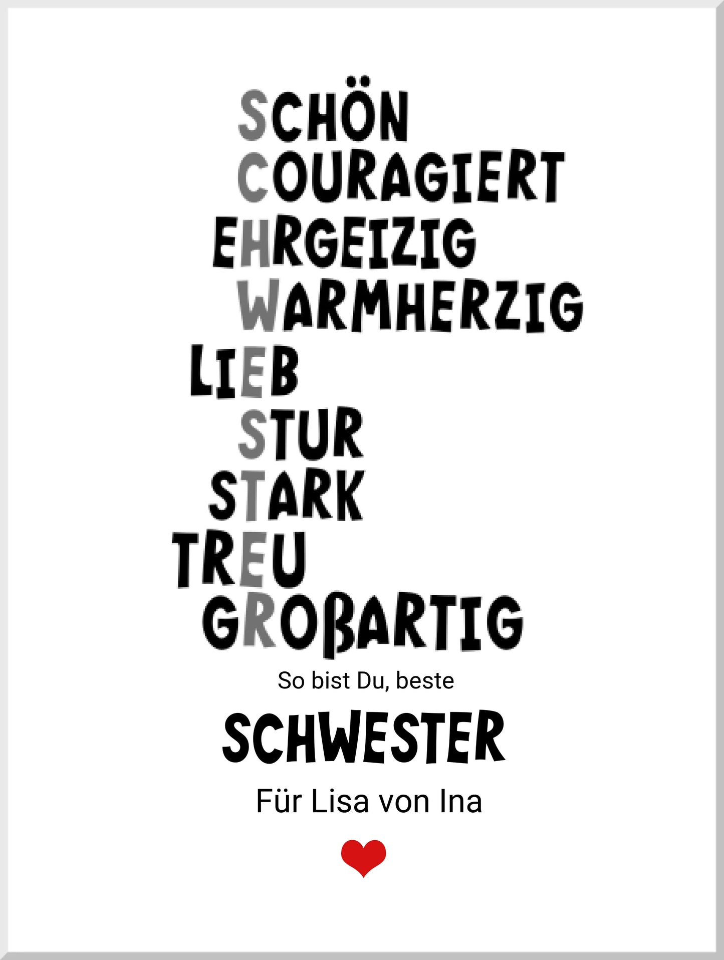 "Definition Schwester" personalisiertes Poster Geschenk Schwester | Geburtstagsgeschenk | Zeitraum-Kunstdrucke