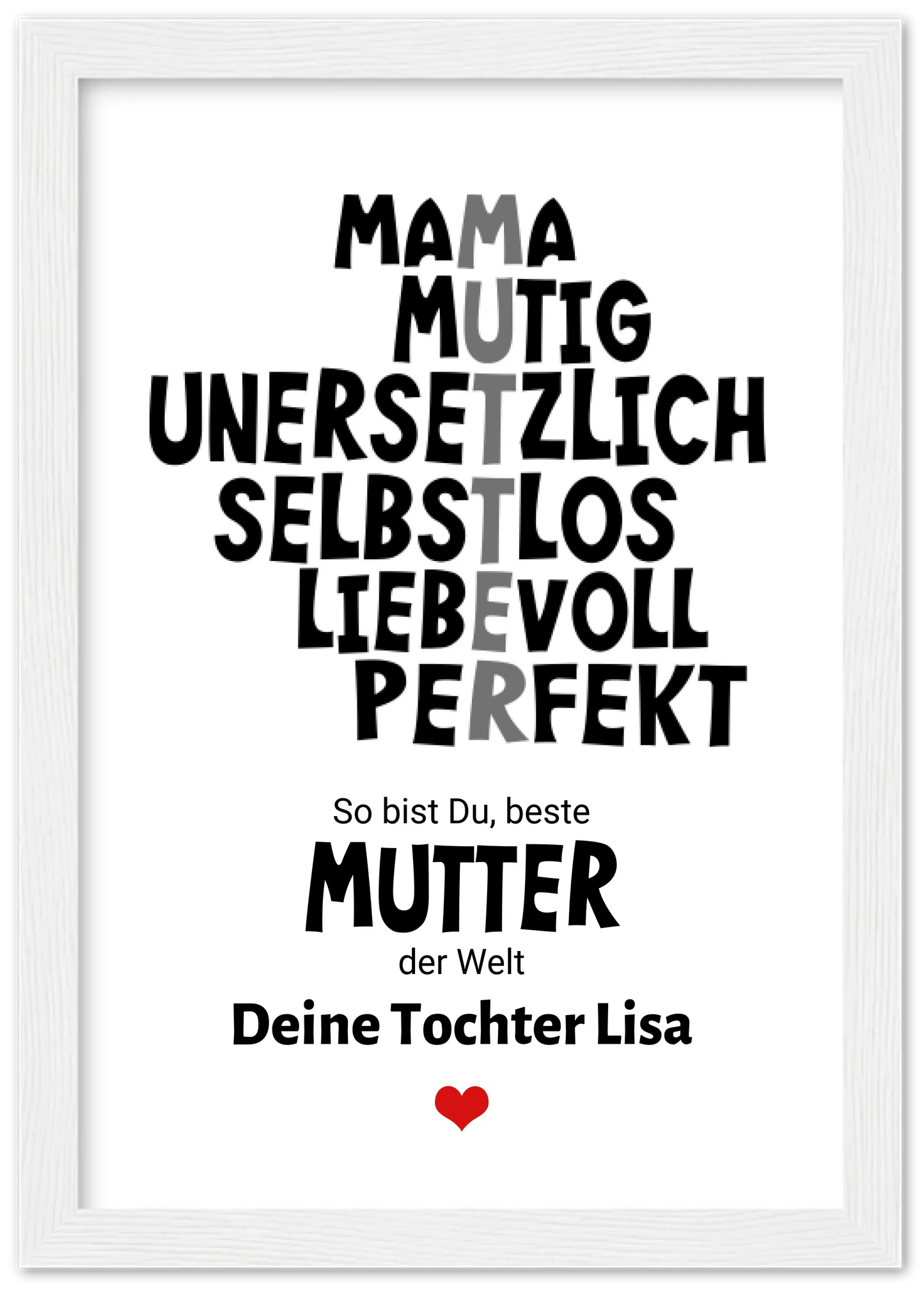 Muttertagsgeschenk "Definition Mama" Poster Geschenk personalisiert | Geburtstagsgeschenk | Zeitraum-Kunstdrucke Premium Matte Paper Wooden Framed Poster - White - Vertical Gerahmtes Poster A4 21x29.7 cm