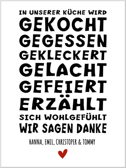 "In unserer Küche" Personalisiertes Küchenposter Sprücheposter | Zeitraum-Kunstdruck 2
