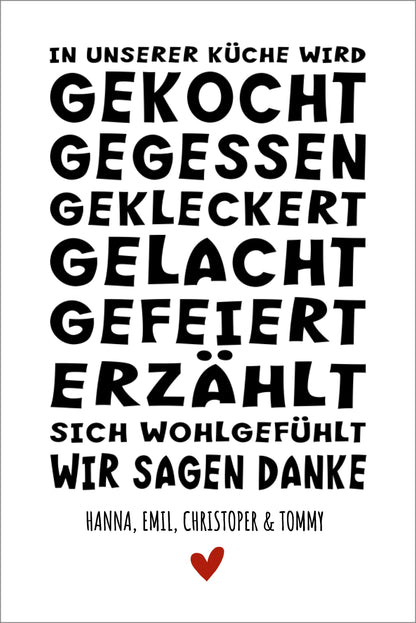 "In unserer Küche" Personalisiertes Küchenposter Sprücheposter | Zeitraum-Kunstdruck 2