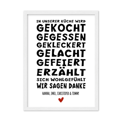 "In unserer Küche" Personalisiertes Küchenposter Sprücheposter | Zeitraum-Kunstdruck 2