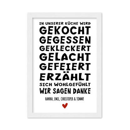 "In unserer Küche" Personalisiertes Küchenposter Sprücheposter | Zeitraum-Kunstdruck 2