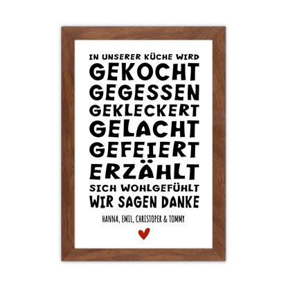 "In unserer Küche" Personalisiertes Küchenposter Sprücheposter | Zeitraum-Kunstdruck 2