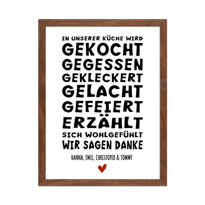 "In unserer Küche" Personalisiertes Küchenposter Sprücheposter | Zeitraum-Kunstdruck 2