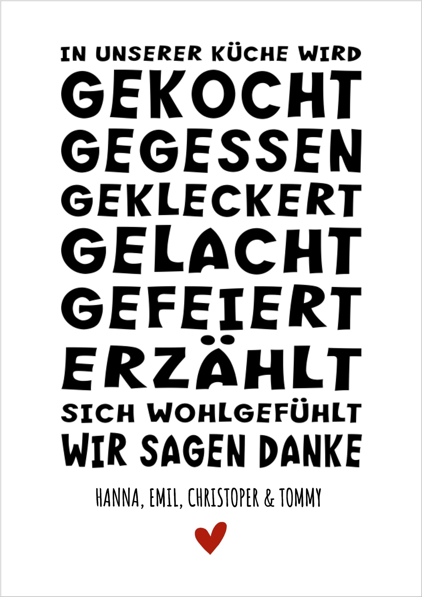 "In unserer Küche" Personalisiertes Küchenposter Sprücheposter | Zeitraum-Kunstdruck 2