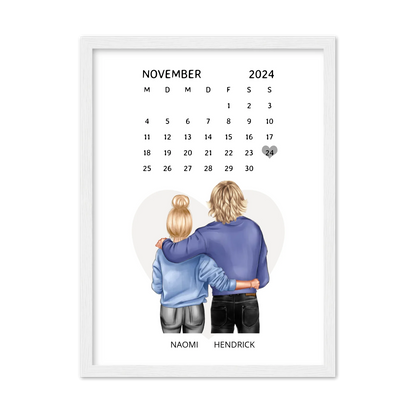 "Unser Date" Personalisiertes Kalenderposter für Paare | Geschenk Valentinstag | Hochzeitstag | Jahrestag