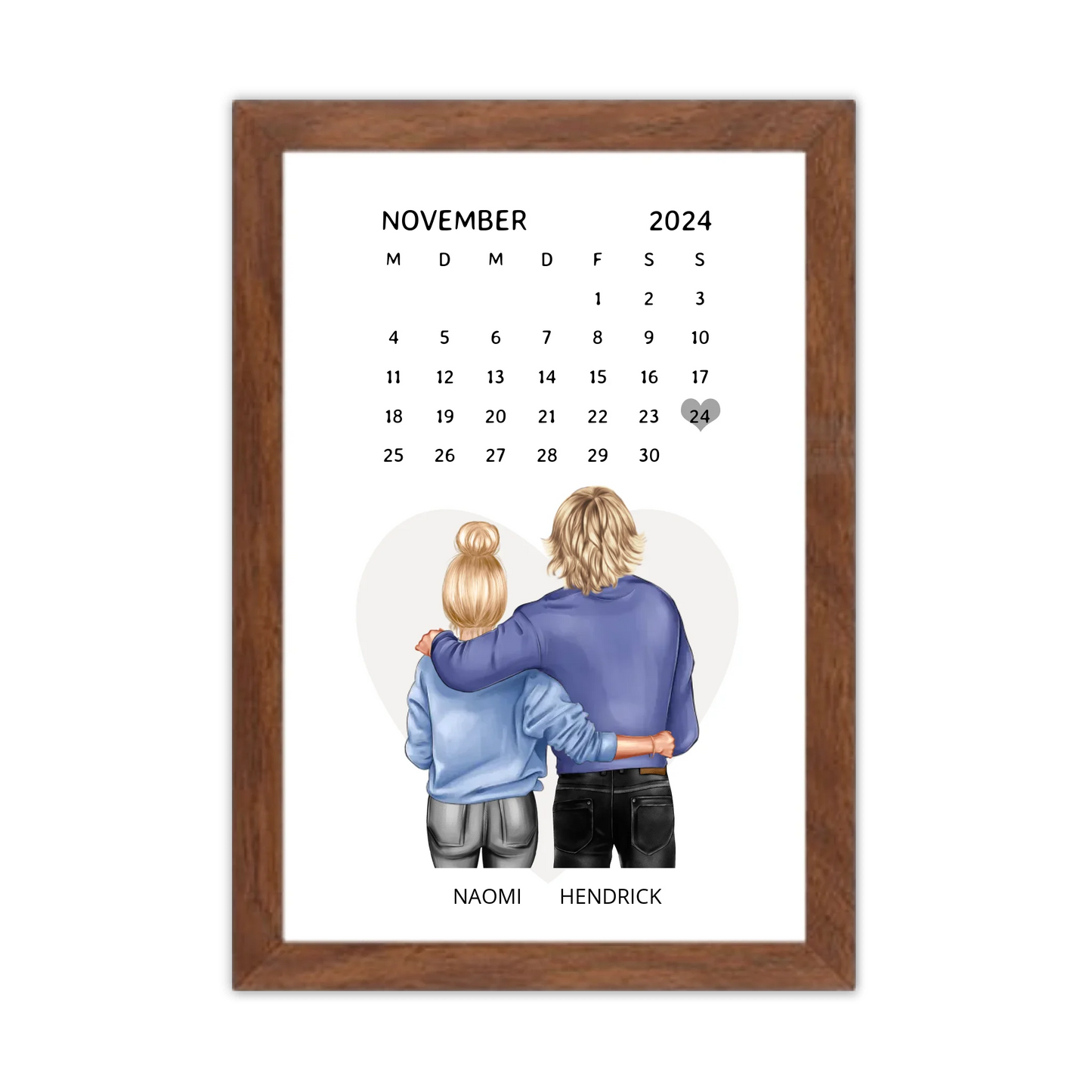 "Unser Date" Personalisiertes Kalenderposter für Paare | Geschenk Valentinstag | Hochzeitstag | Jahrestag