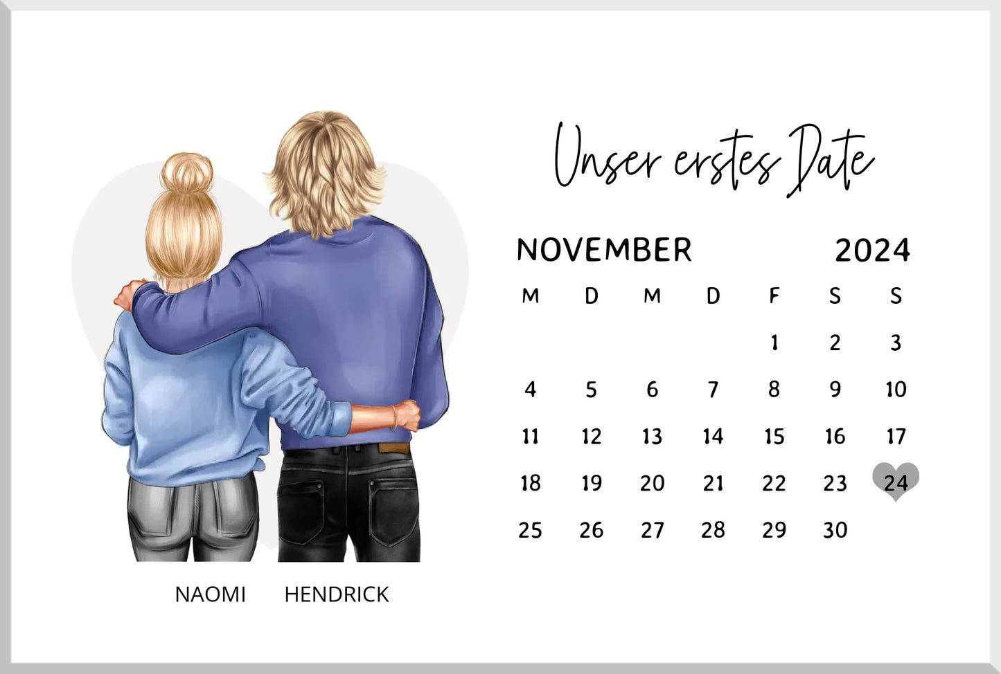 Kalenderposter für Paare & Verliebte "Unser Date" | Geschenk Valentinstag | Hochzeitstag | Jahrestag