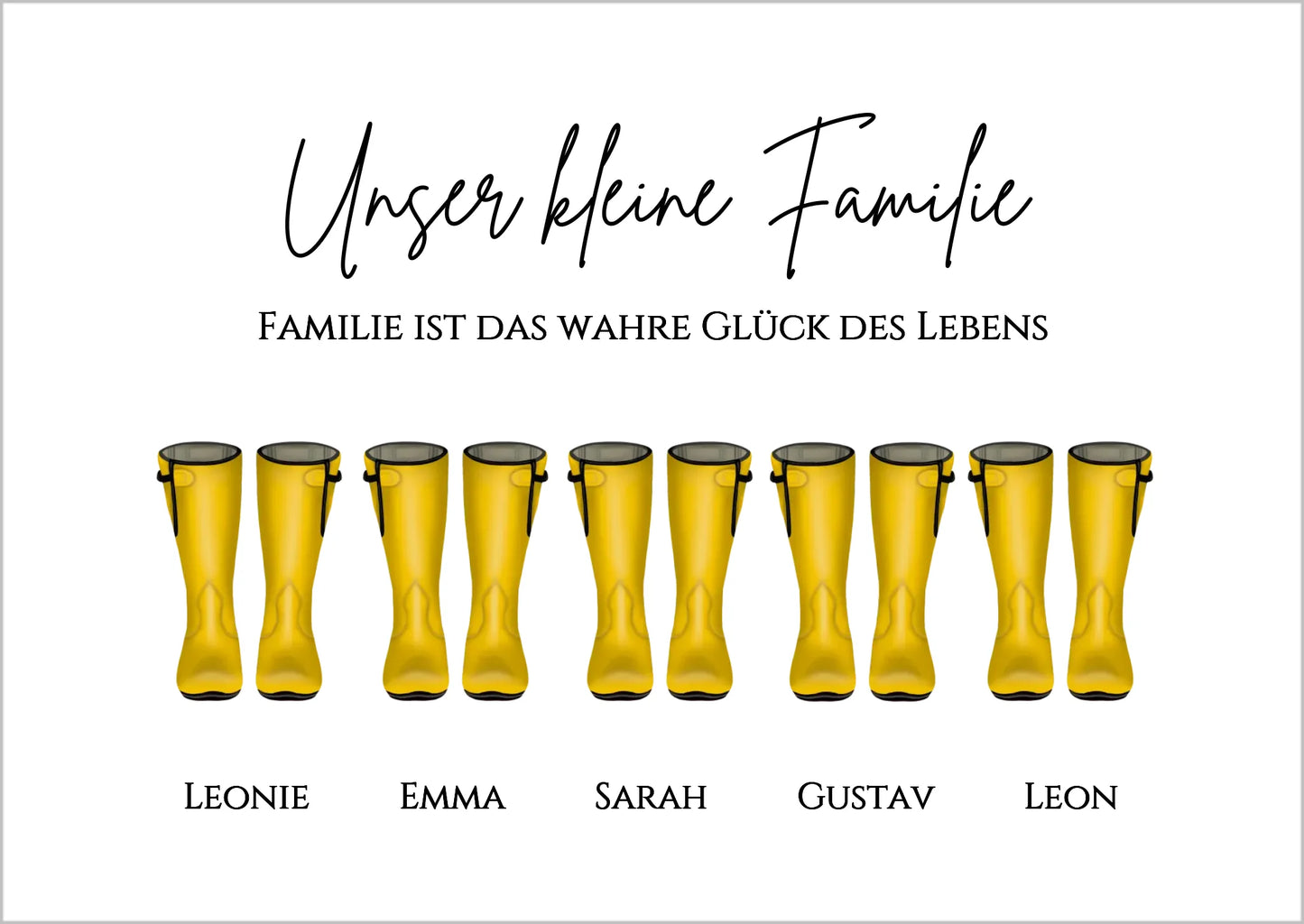 Gummistiefel Familienbild personalisiert Geschenk zu Muttertag, Vatertag und Geburtstag