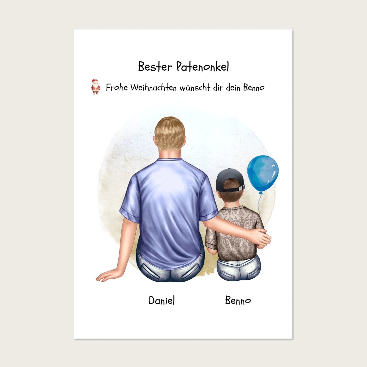 Geschenk Patenonkel mit Patenkind Junge / Mächen Poster, Leinwandbild - Weihnachtsgeschenk Geburtstagsgeschenk Poster Poster