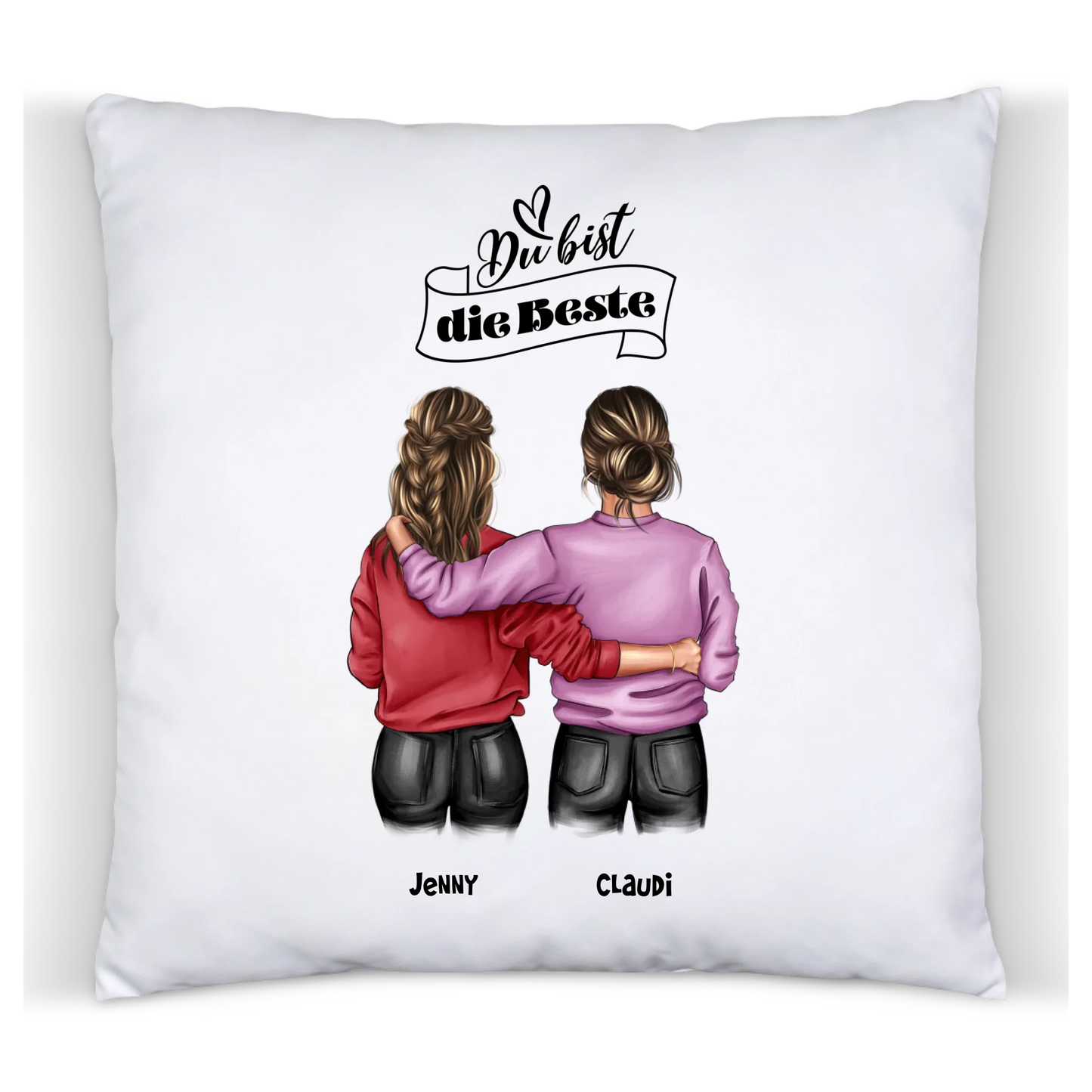 Deko Kissen mit 2 Mädchen komplett personalisierbar mit Namen und Spruch Geburtstagsgeschenk.