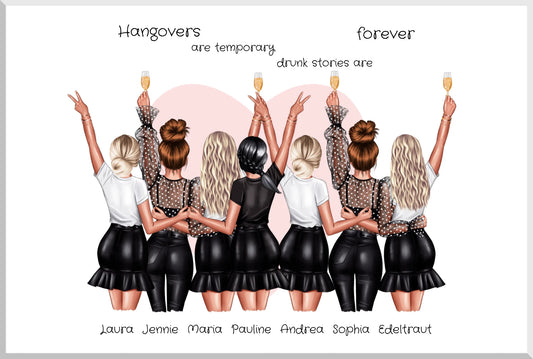 7 Beste Freundinnen Poster personalisiert Geburtstagsgeschenk - Freundin Bild Geschenk Leinwanddruck Leinwandbild