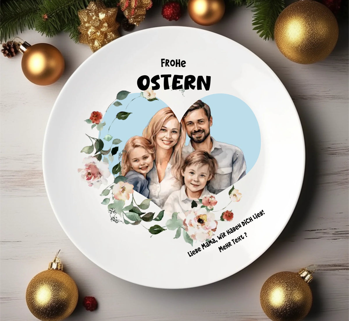 Frohe Ostern Teller oder Muttertagsgeschenk Teller personalisiert 1x flacher Teller Durchmesser 23,5 cm - - nur innerhalb Deutschland lieferbar